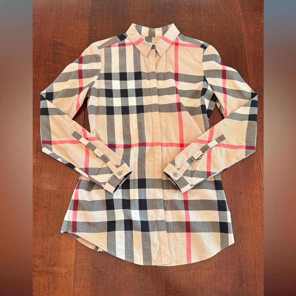 Burberry Women Stretch Cotton Shirt New Classic Check - Picture 4 of 6